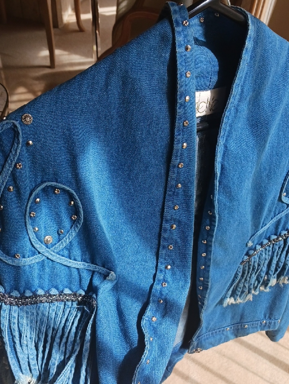 Vintage Women's Denim Jacket With metal Studs& Ropes detail-New,"Cache" - Picture 15 of 16